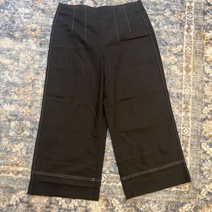 OOAK Restyled Boho INC Wide Leg Black Pull on Pants White Overstitching M